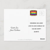 レインボーおもしろいフラッグLGBT来がクローゼットから外へ ポストカード (裏面)