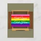 レインボーおもしろいフラッグLGBT来がクローゼットから外へ ポストカード (正面)