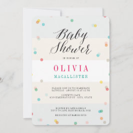 レインボーおもしろいモダン紙吹雪シックかわいい赤ちゃんシャワー 招待状