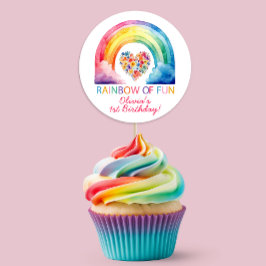 レインボーおもしろい水色誕生日お気に入りシール ラウンドシール