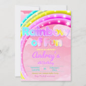 レインボーおもしろい – ガール誕生日 招待状 (正面)
