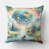 レインボーお洒落アースファンタジーシーン クッション (正面)