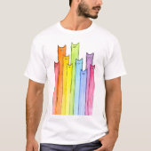レインボーお洒落キャッツイラストレーション Tシャツ (正面)