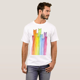 レインボーお洒落キャッツイラストレーション Tシャツ
