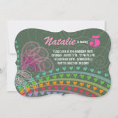 レインボーお洒落ハートガール誕生日フォト招待状 招待状 (正面)