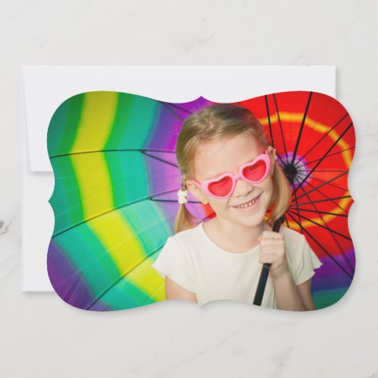 レインボーお洒落ハートガール誕生日フォト招待状 招待状 (裏面)