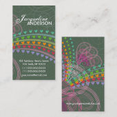 レインボーお洒落ハートピンク渦巻き旋回プロファイルカード 名刺 (正面/裏面)