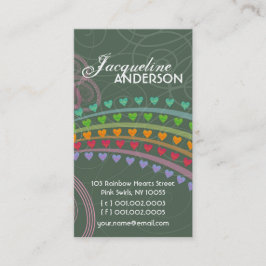 レインボーお洒落ハートピンク渦巻き旋回プロファイルカード 名刺