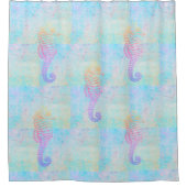 レインボーお洒落パステルズシーホース シャワーカーテン (正面)