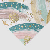 レインボーお洒落パステル抽象芸術と金ゴールド星 薄葉紙 (詳細)