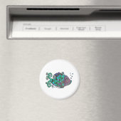レインボーお洒落フィッシュブルー&パープルフエアート マグネット (インサイチュ (食洗機))