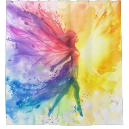 レインボーお洒落フェアリー – エンチャントコテージコア シャワーカーテン