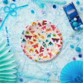 レインボーお洒落フォレストバタフライウォーター色 ペーパープレート (パーティー)