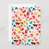 レインボーお洒落フォレストバタフライウォーター色 ポストカード (正面/裏面)