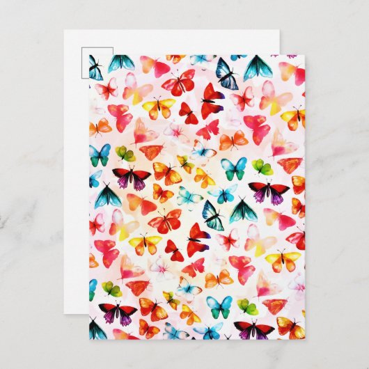レインボーお洒落フォレストバタフライウォーター色 案内ポストカード (正面/裏面)
