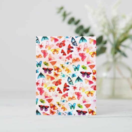 レインボーお洒落フォレストバタフライウォーター色 案内ポストカード (スタンド正面)