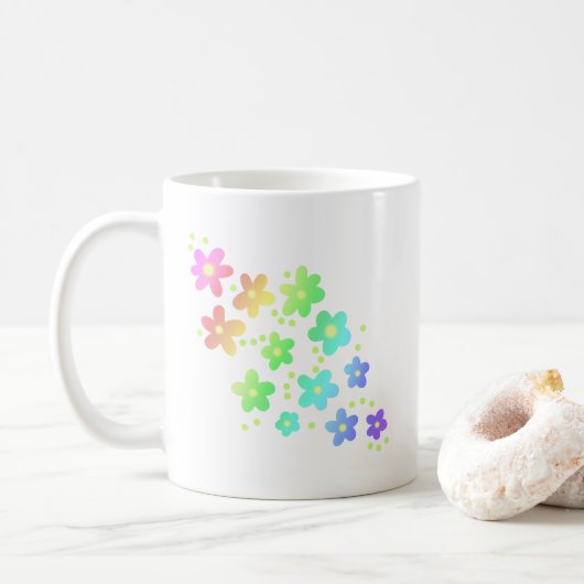 レインボーお洒落フラワーコーヒーマグ コーヒーマグカップ (ドーナツ)
