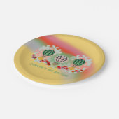 レインボーお洒落ホットエアバルーン誕生日 ペーパープレート (アングル)