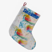 レインボーお洒落ユニコーンアートクリスマスストッキング ラージクリスマスストッキング (正面 (吊り時))