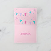 レインボーお洒落ユニコーンピンク誕生日 サンキューカード (内部)