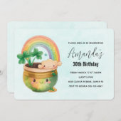 レインボーお洒落&クローバー付プランター誕生日 招待状 (正面/裏面)