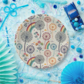 レインボーお洒落・ボタニカルタンデリオン ペーパープレート (パーティー)