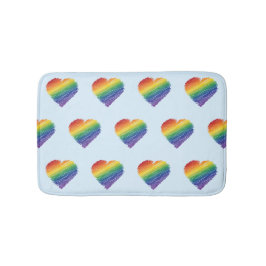 レインボーお絵かきハートバスマット バスマット