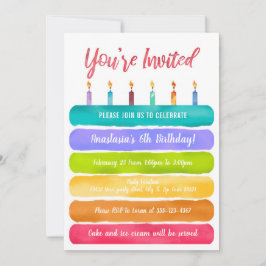 レインボーお誕生日ケーキパーティー 招待状