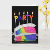 レインボーお誕生日ケーキ カード (黄色い花)