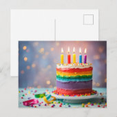 レインボーお誕生日ケーキ ポストカード (正面/裏面)