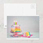 レインボーお誕生日ケーキ ポストカード (正面/裏面)
