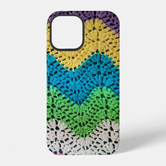 レインボーかぎ針編みデザイン iPhoneケース (裏面)