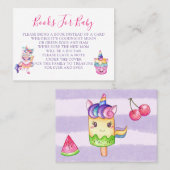 レインボーかわいいユニコーン女の子の本ベビー 名刺 (正面/裏面)