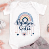 レインボーかわいこちゃんとハートガールガールまたはボーイカスタム文字 ベビーボディスーツ