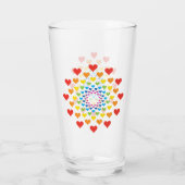 レインボーかわいらしカラーの飲みガラスのハート タンブラーグラス (裏面)