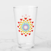 レインボーかわいらしカラーの飲みガラスのハート タンブラーグラス (正面)