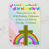 レインボーかわいらしクリスチャン90th誕生日招待状 招待状 (正面/裏面)