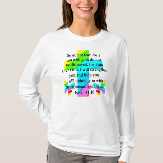レインボーかわいらしクロスイザヤ41:10デザイン Tシャツ (正面)