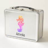 レインボーかわいらしシーホースパーソナライズされた メタルランチボックス (正面)