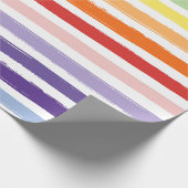 レインボーかわいらしストライプパターン誕生日 ラッピングペーパー (角)
