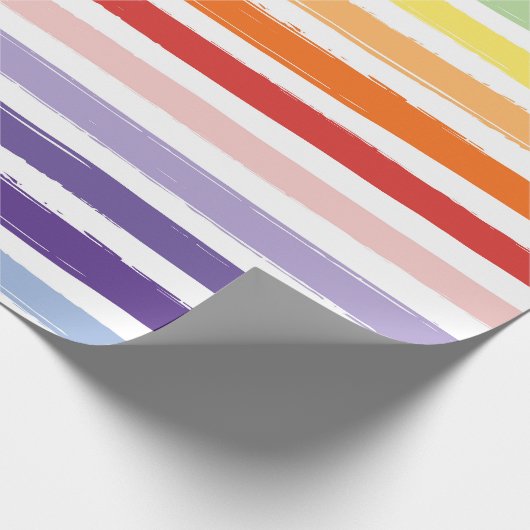 レインボーかわいらしストライプパターン誕生日 ラッピングペーパー (角)