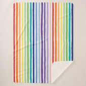 レインボーかわいらしストライプパターン シェルパブランケット (正面)