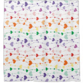 レインボーかわいらしハートパターンキッズバスルーム シャワーカーテン (正面)