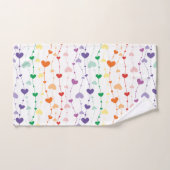 レインボーかわいらしハートパターンキッズバスルーム バスタオルセット (ハンドタオル)