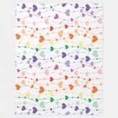 レインボーかわいらしハートパターンキッズ フリースブランケット (正面)