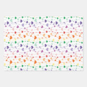 レインボーかわいらしハートパターンキッズ ラッピングペーパーシート (正面3)