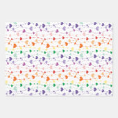 レインボーかわいらしハートパターンキッズ ラッピングペーパーシート (正面2)