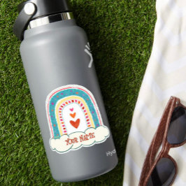 レインボーかわいらしハート名表示ステッカー シール