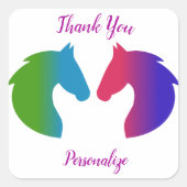 レインボーかわいらしパステルホースカスタムメイド スクエアシール (正面)