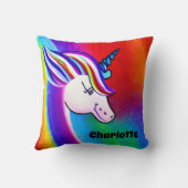 レインボーかわいらしパーソナライズされたユニコーン装飾用クッション クッション (裏面)